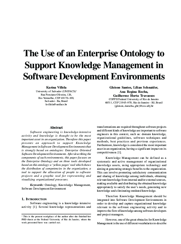 (PDF) The use of an enterprise ontology to support knowledge management ...