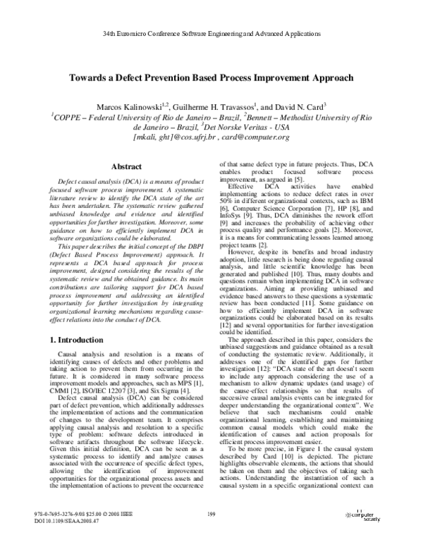 (PDF) Towards a Defect Prevention Based Process Improvement Approach