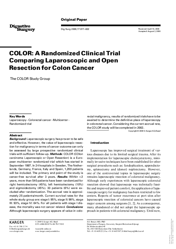 (PDF) COLOR: A Randomized Clinical Trial Comparing Laparoscopic and ...