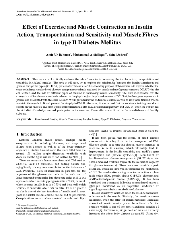 (PDF) Effect of Exercise and Muscle Contraction on Insulin Action ...