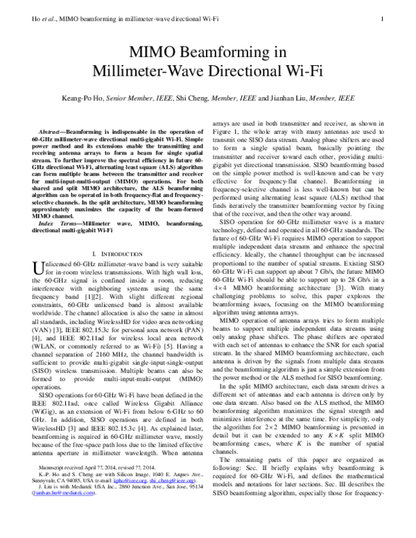 (PDF) MIMO Beamforming in Millimeter-Wave Directional Wi-Fi