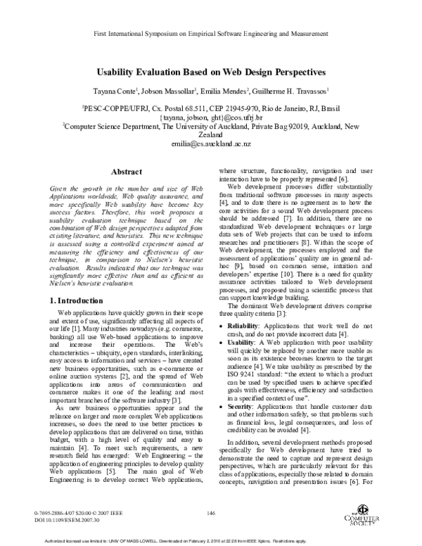 (PDF) Usability Evaluation Based on Web Design Perspectives