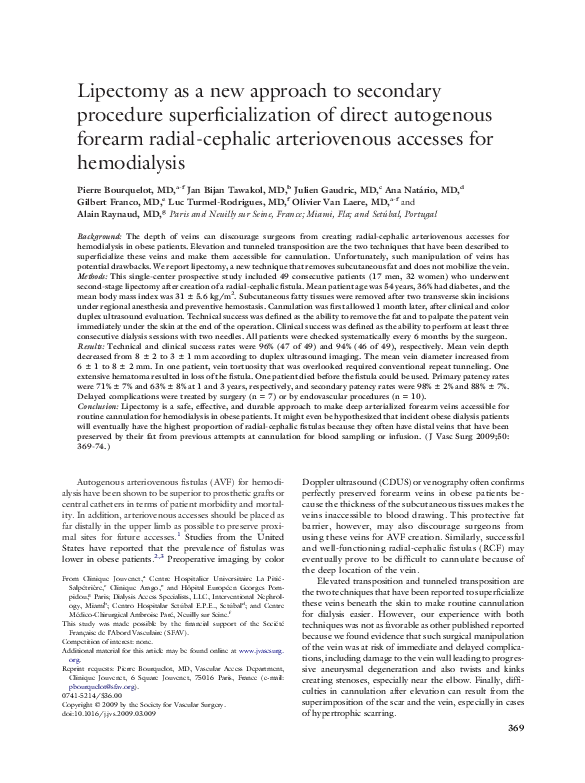 (PDF) Lipectomy as a new approach to secondary procedure ...