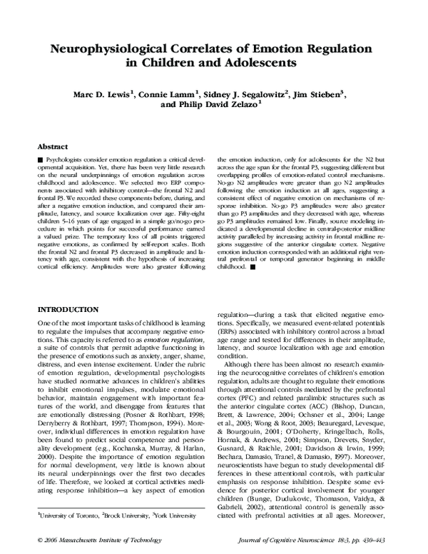 (PDF) Neurophysiological Correlates of Emotion Regulation in Children ...