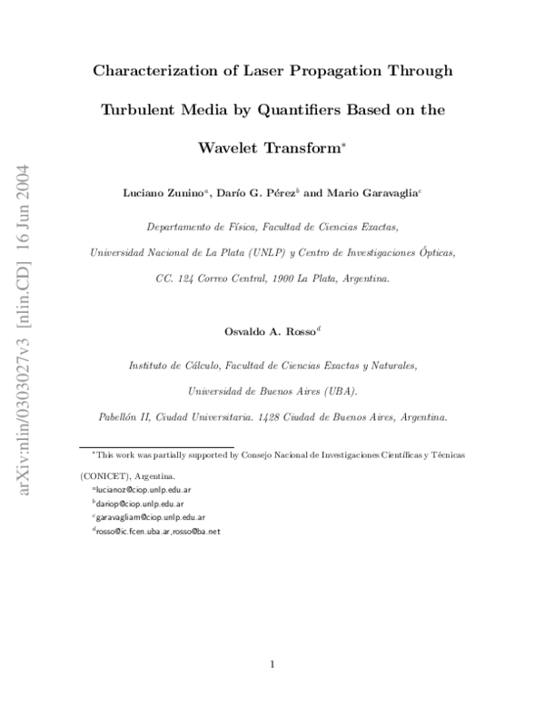 (PDF) Characterization of Laser Propagation Through Turbulent Media by ...