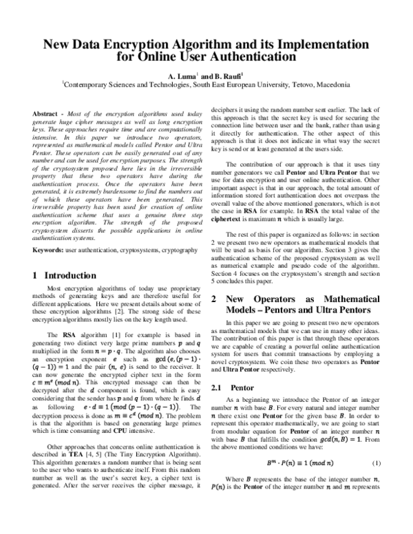 (PDF) New Data Encryption Algorithm and its Implementation for Online ...