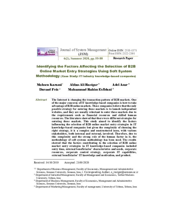 (PDF) Identifying the Factors Affecting the Selection of B2B Online ...