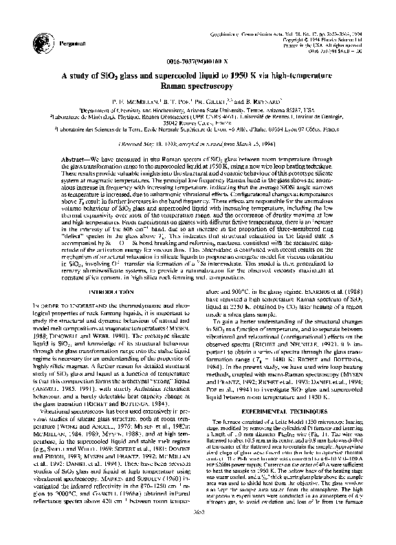 (PDF) A study of SiO2 glass and supercooled liquid to 1950 K via high ...