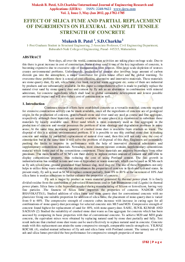 (PDF) Effect of Silica Fume and Partial Replacement of Ingredients on ...