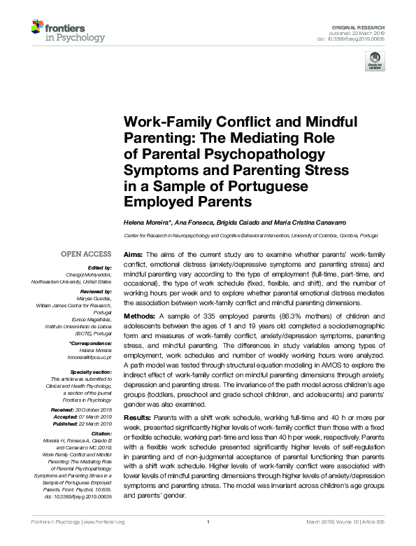 (PDF) Work-Family Conflict and Mindful Parenting: The Mediating Role of ...