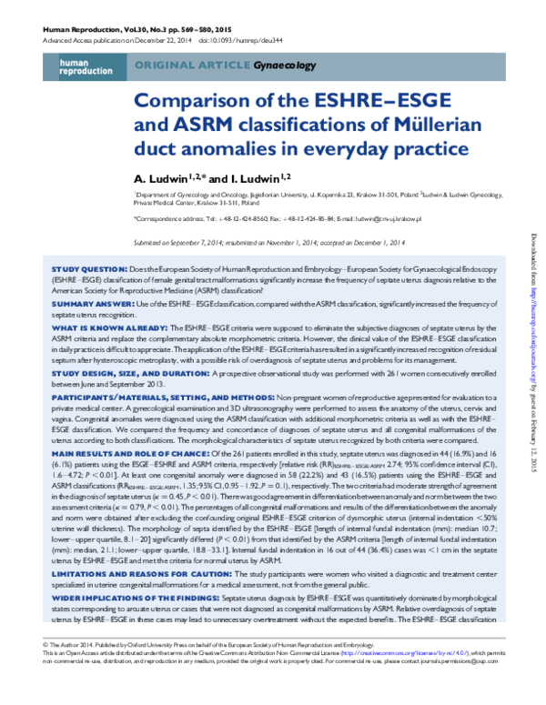 (PDF) Comparison of the ESHREESGE and ASRM classifications of