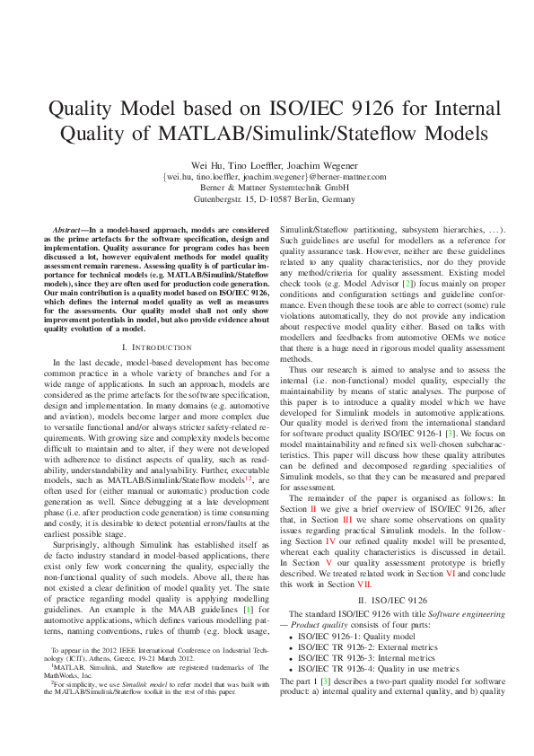 (PDF) Quality model based on ISO/IEC 9126 for internal quality of ...