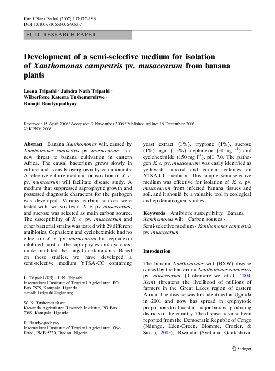 (PDF) Development of a semi-selective medium for isolation of ...