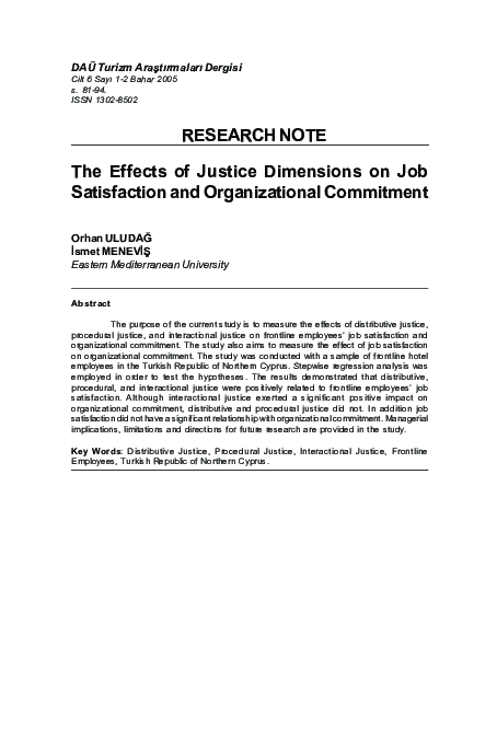 (PDF) The effects of justice dimensions on job satisfaction and ...