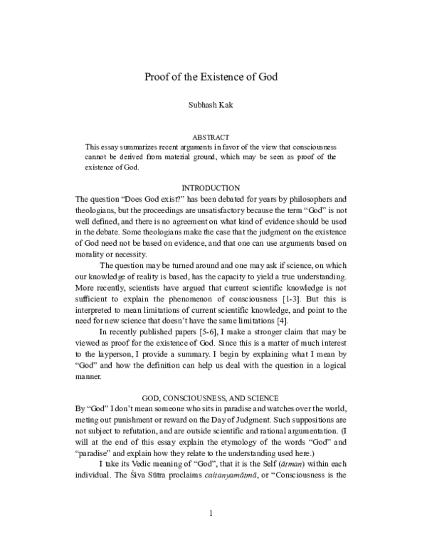 (PDF) Proof of the Existence of God