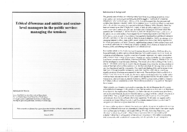 (PDF) Ethical Dilemmas and Middle and Senior Level Managers in the ...