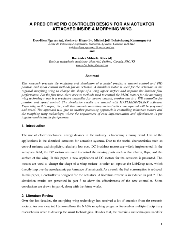 (PDF) A Predictive PID Controller Design for an Actuator attached ...
