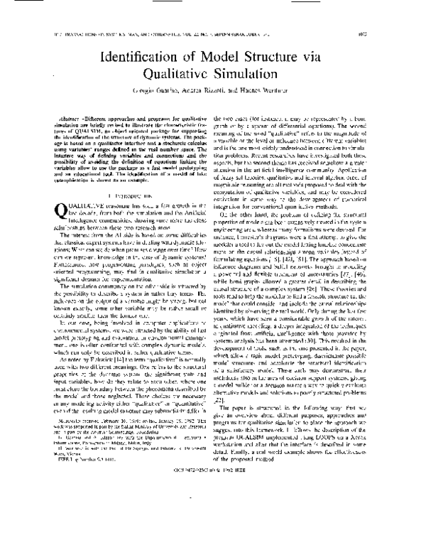 (PDF) Identification of model structure via qualitative simulation ...