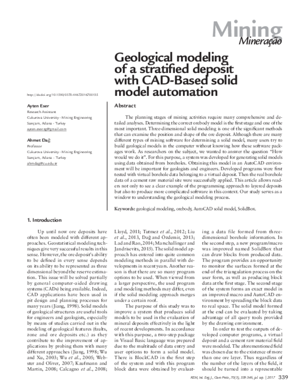 (PDF) Geological modeling of a stratified deposit with CAD-Based solid ...