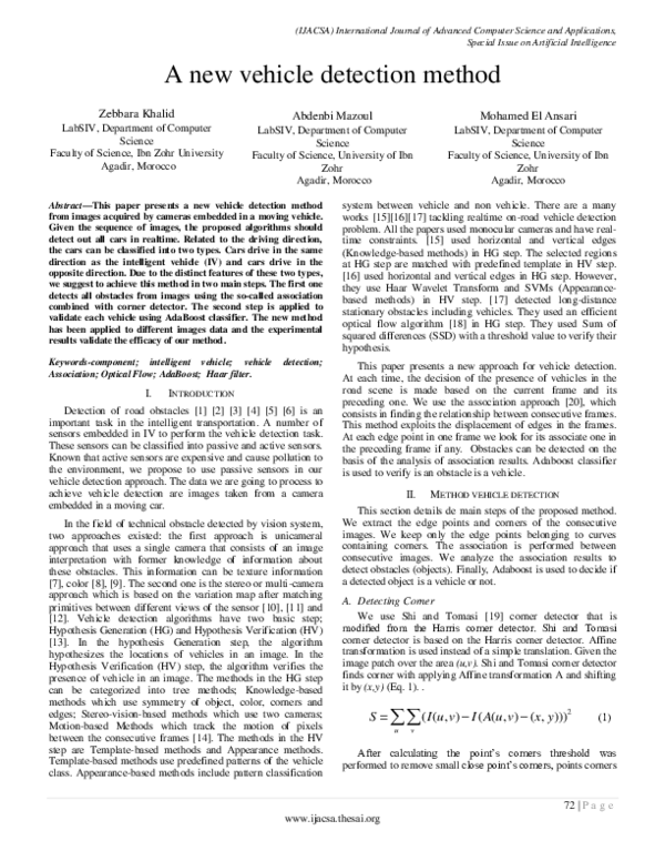 (PDF) A new vehicle detection method