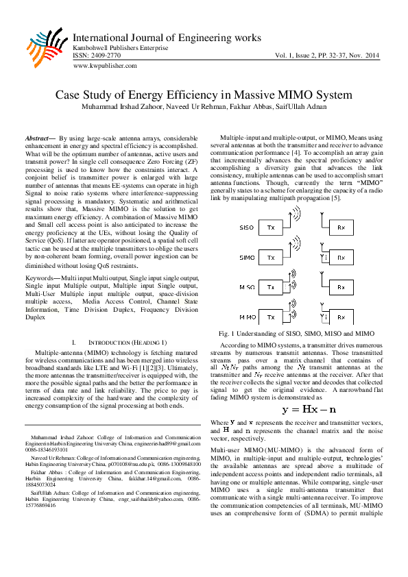 (PDF) Case Study of Energy Efficiency in Massive MIMO System