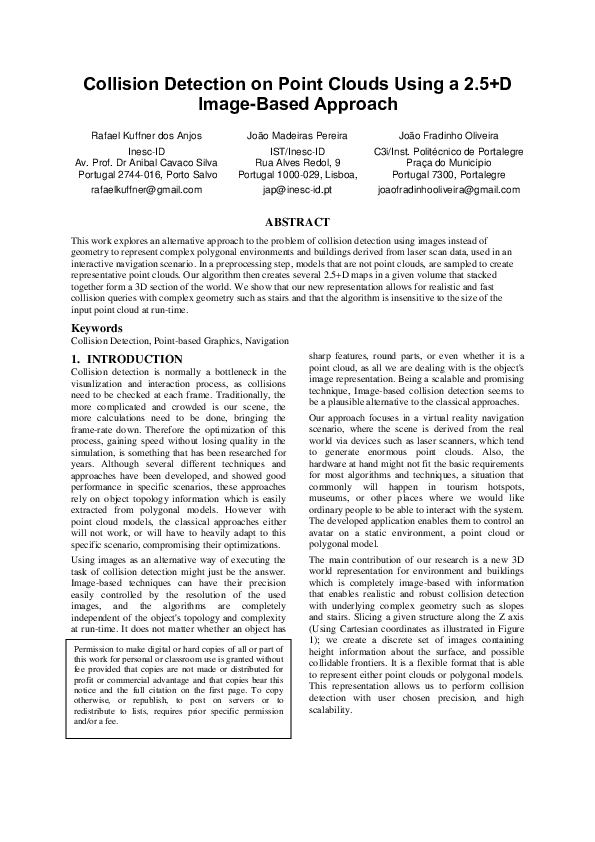 (PDF) Collision Detection on Point Clouds Using a 2.5+ D Image-Based ...