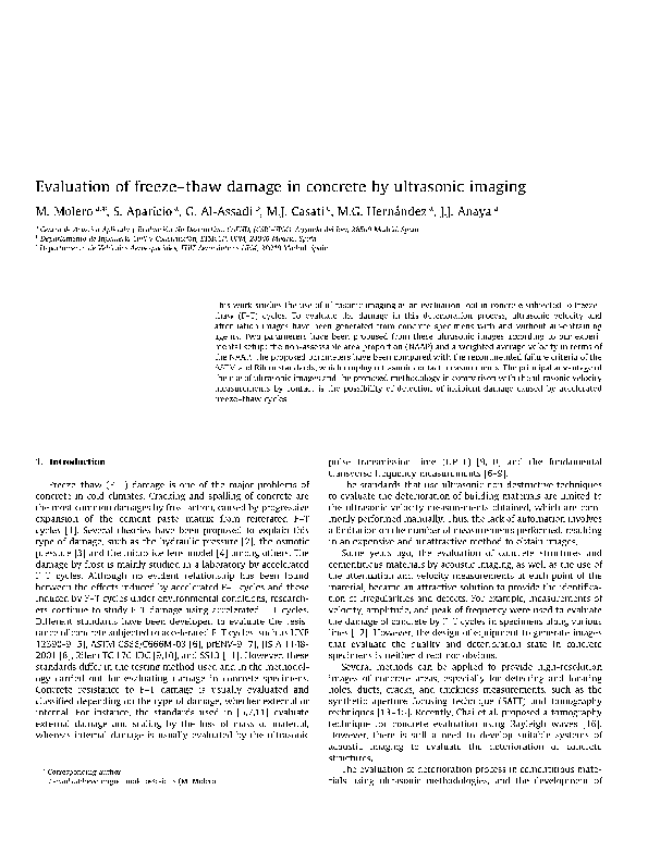 (PDF) Evaluation of freeze–thaw damage in concrete by ultrasonic imaging
