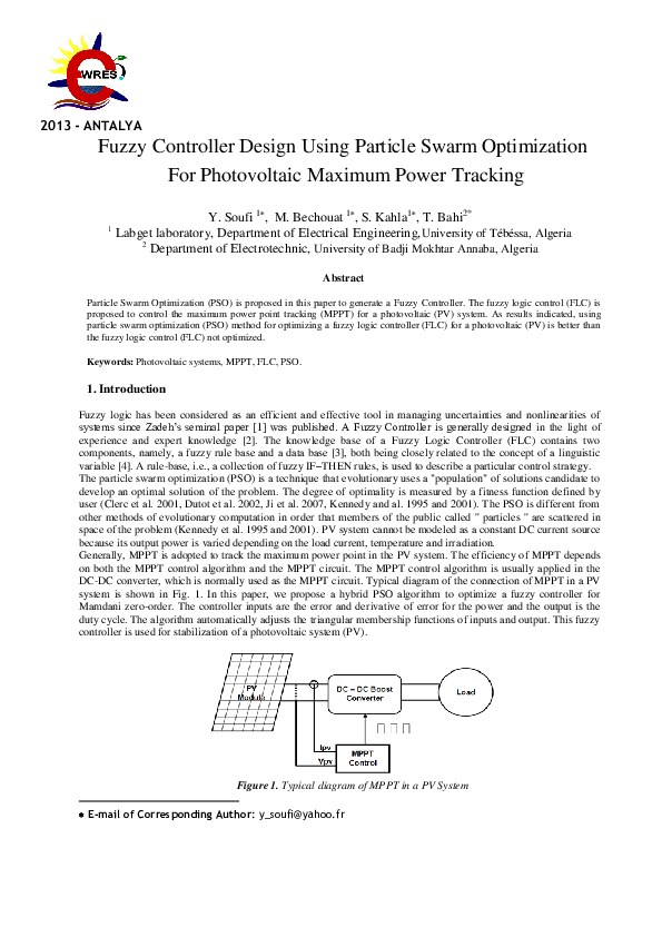 (PDF) Fuzzy Controller Design Using Particle Swarm Optimization For ...