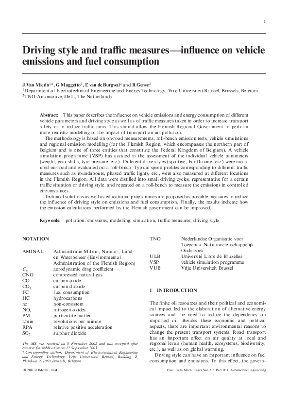 (PDF) Driving style and traffic measures-influence on vehicle emissions ...