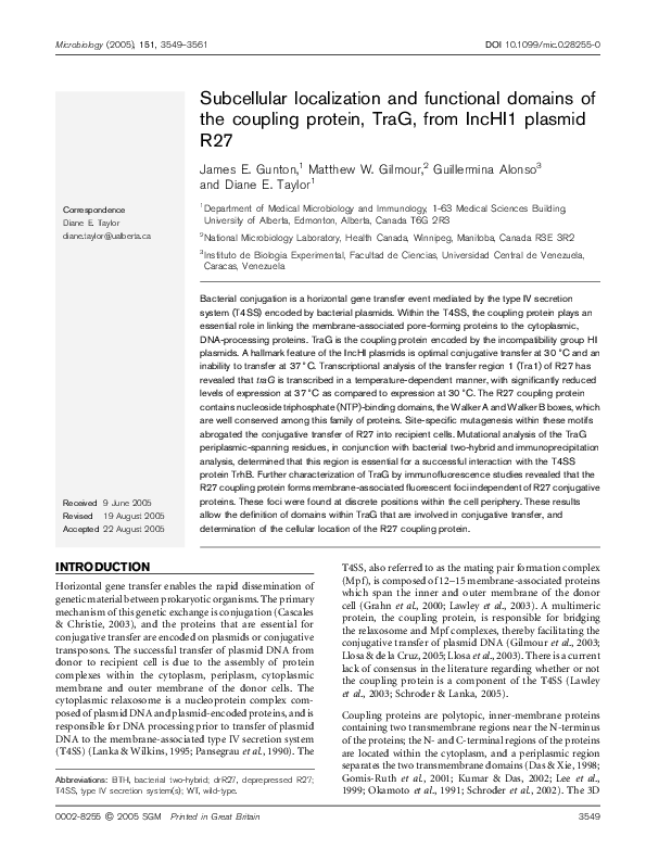 (PDF) Subcellular localization and functional domains of the coupling ...
