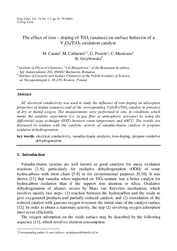 (PDF) The effect of iron - doping of TiO 2 (anatase) on surface ...