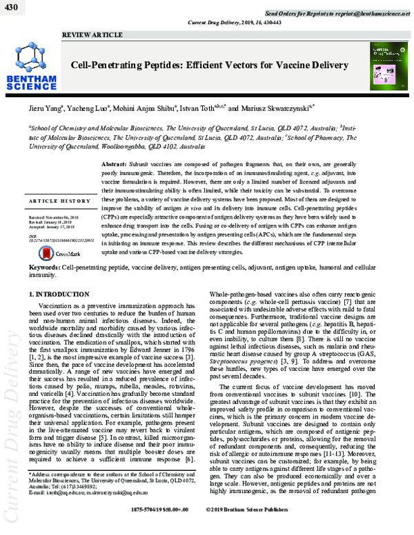 (PDF) Cell penetrating peptides: Efficient vectors for delivery of ...