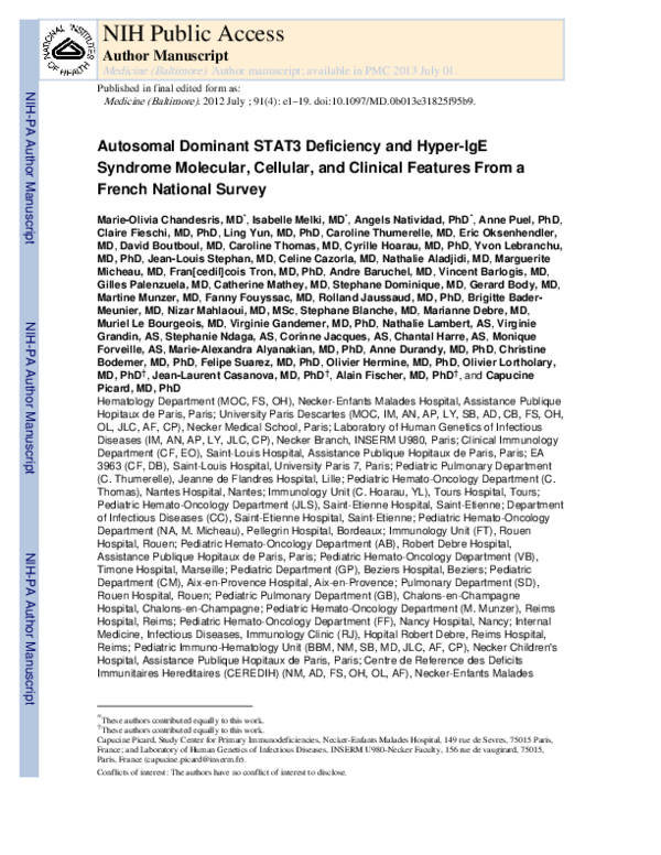 (PDF) Autosomal Dominant STAT3 Deficiency and Hyper-IgE Syndrome ...