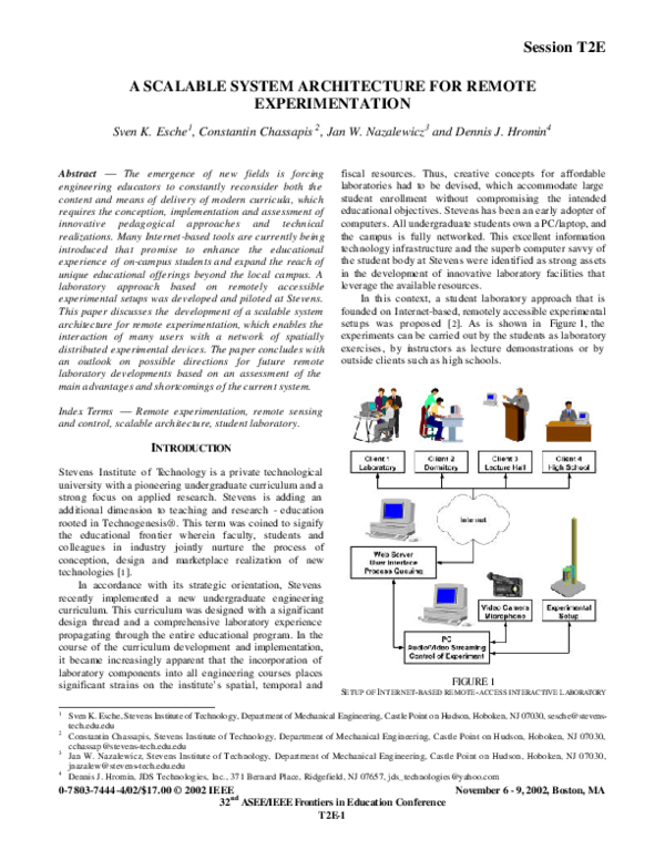 (PDF) A scalable system architecture for remote experimentation