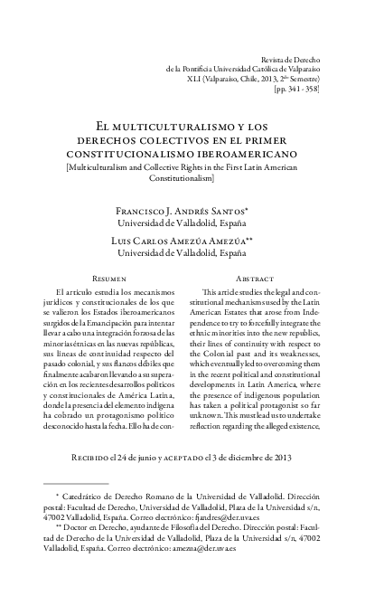 (PDF) El multiculturalismo y los derechos colectivos en el primer ...