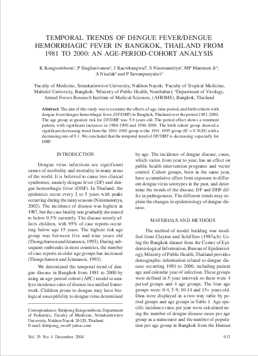 (PDF) Temporal trends of dengue fever/dengue hemorrhagic fever in ...