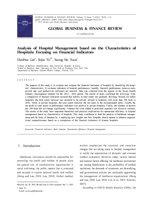 (PDF) Analysis of Hospital Management based on the Characteristics of ...