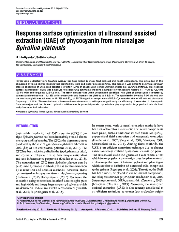 (PDF) Response surface optimization of ultrasound-assisted oil ...
