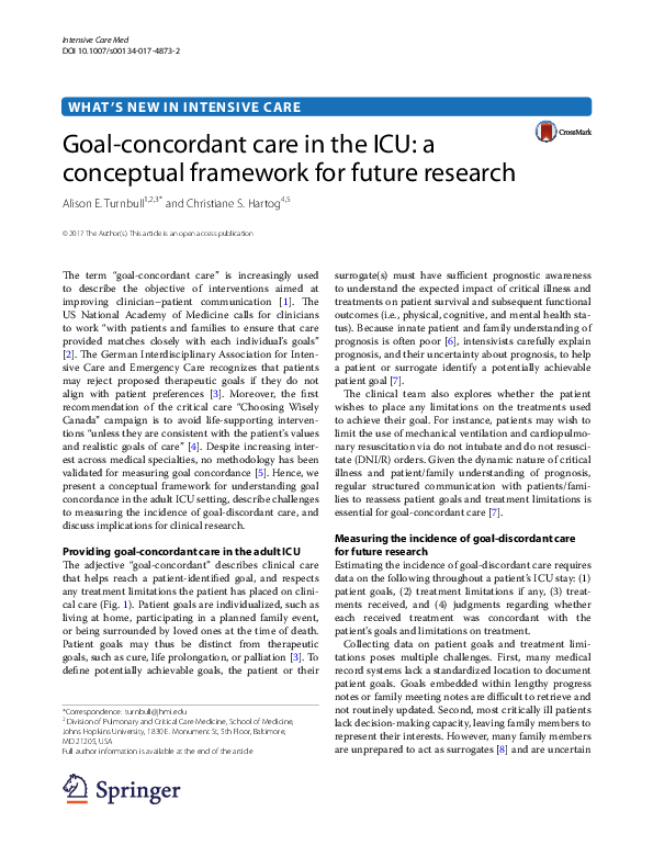 (PDF) Goal-concordant care in the ICU: a conceptual framework for ...