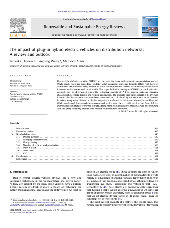 (PDF) The impact of plug-in hybrid electric vehicles on distribution ...
