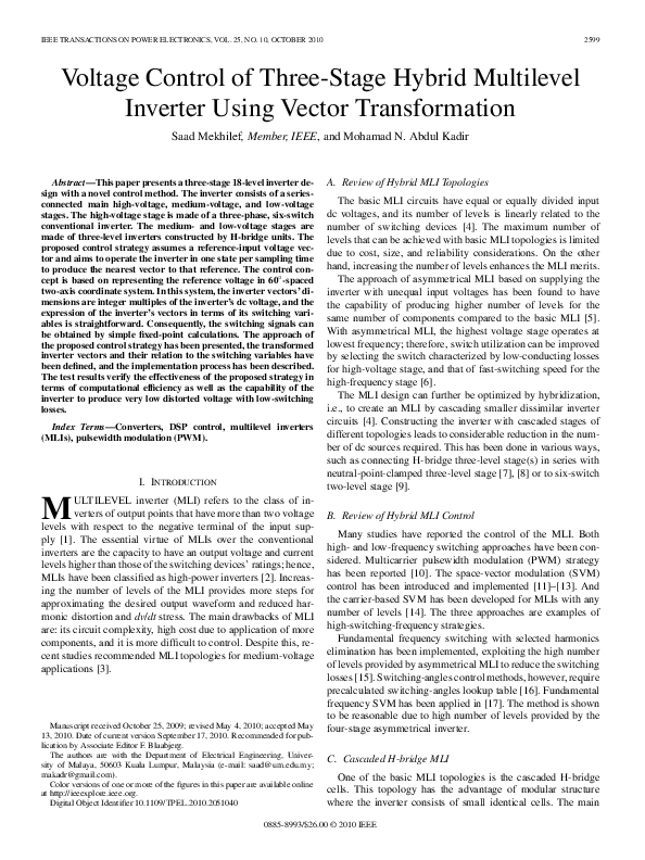 (PDF) Voltage Control of Three-Stage Hybrid Multilevel Inverter Using ...