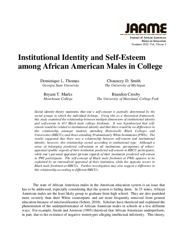 (PDF) Institutional Identity and Self-Esteem among African American ...