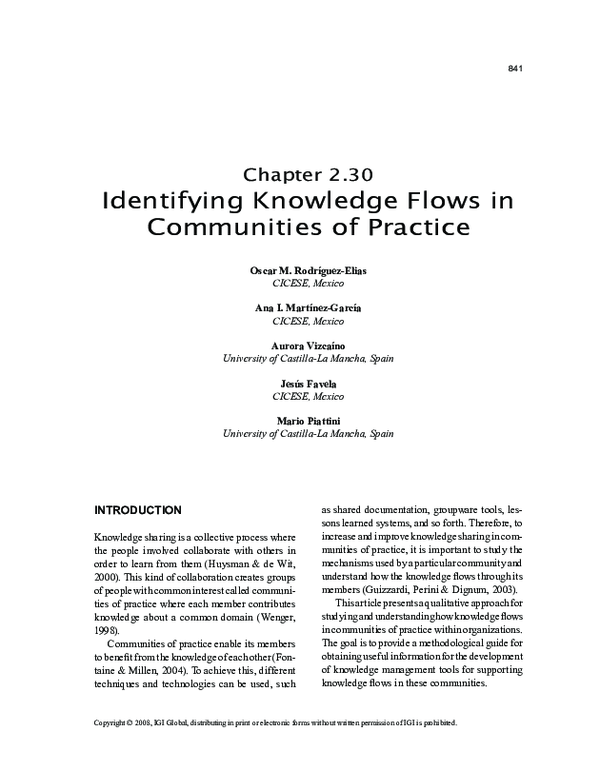 (PDF) Identifying Knowledge Flows in Communities of Practice
