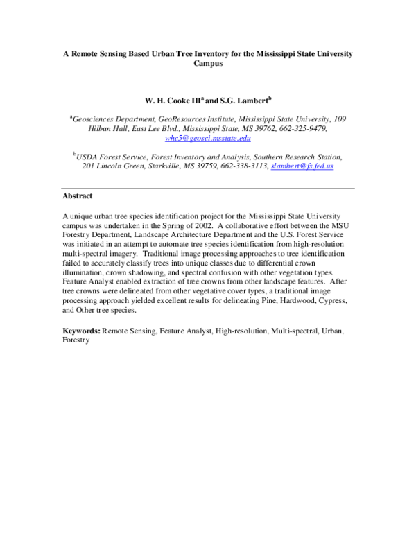 (PDF) A remote sensing based urban tree inventory for the Mississippi ...