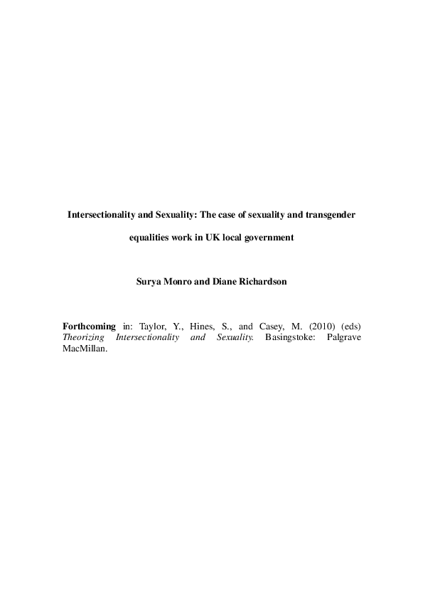 (PDF) Intersectionality and Sexuality: the Case of Sexuality and ...
