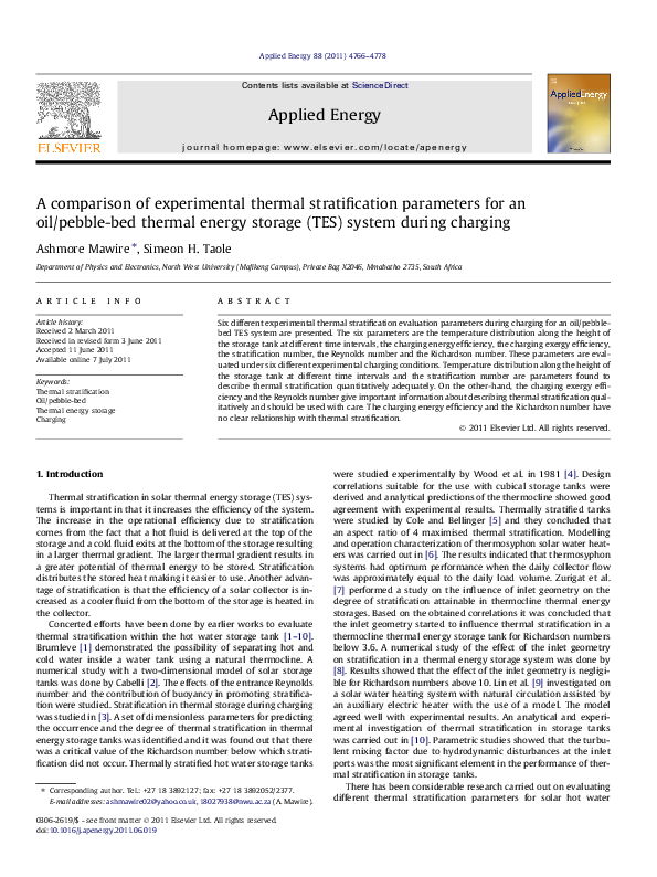 (PDF) A comparison of experimental thermal stratification parameters ...