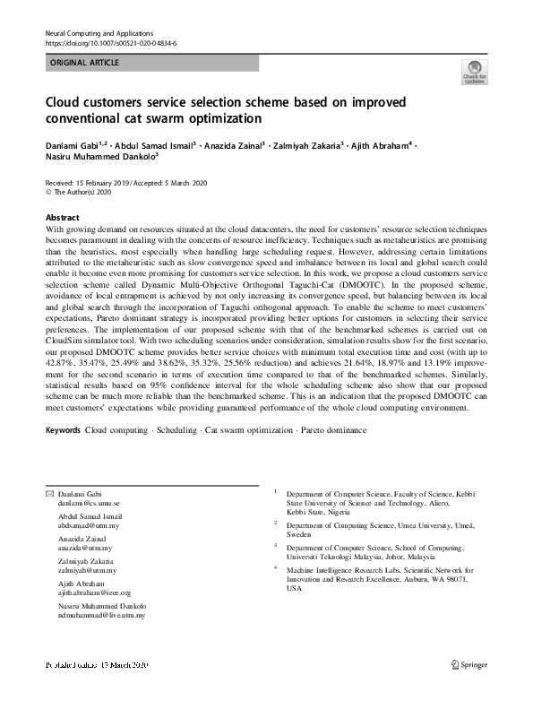 (PDF) Cloud customers service selection scheme based on improved ...