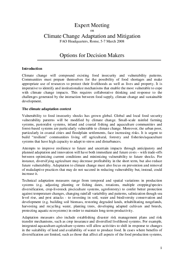 (PDF) Climate change adaptation and mitigation