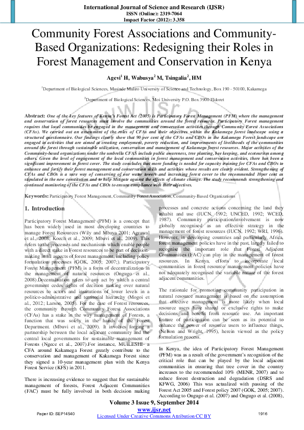 (PDF) Community Forest Associations and Community Based Organizations ...