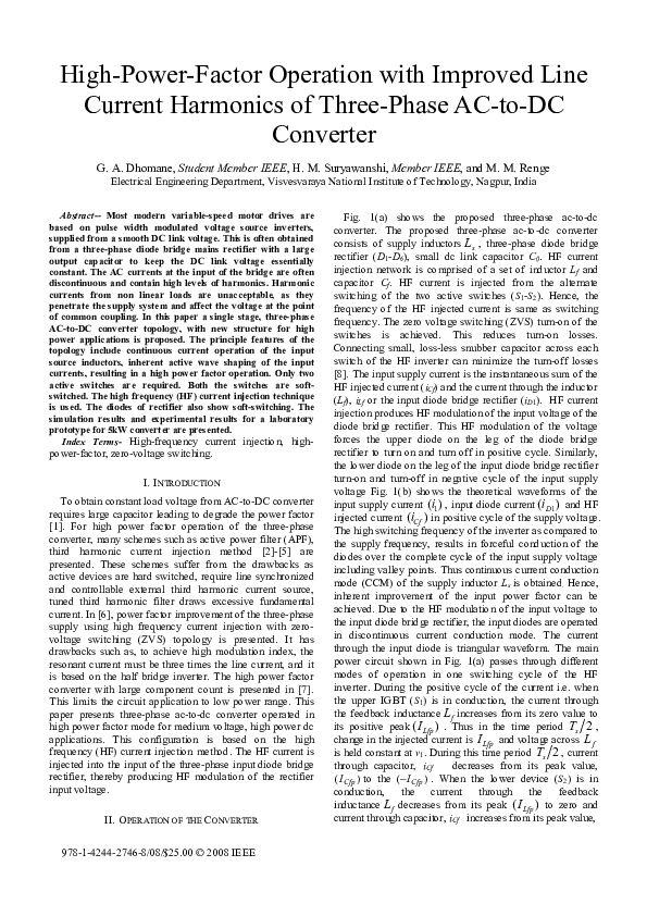 (PDF) Highpowerfactor operation with improved line current harmonics